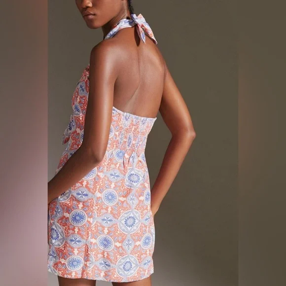 Anthropologie • Tie-Front Printed Mini Dress - Picture 2 of 9